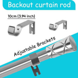 Moonlight Bedding Extendable Metal Curtain Pole With Cylinder Finials - Adjustable Plain Curtain Rod (Chrome, 48 - 84 Inches) - thumbnail 2