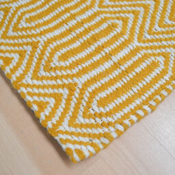Mustard Geometric Handmade Modern Wool Easy To Clean Rug Dining Room Bedroom And Living Room-66 X 200Cm (Runner) - thumbnail 2