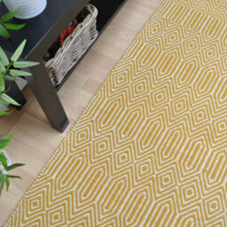 Mustard Geometric Handmade Modern Wool Easy To Clean Rug Dining Room Bedroom And Living Room-66 X 200Cm (Runner) - thumbnail 4