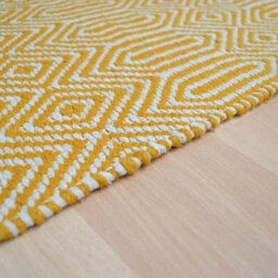 Mustard Geometric Handmade Modern Wool Easy To Clean Rug Dining Room Bedroom And Living Room-66 X 200Cm (Runner) - thumbnail 3