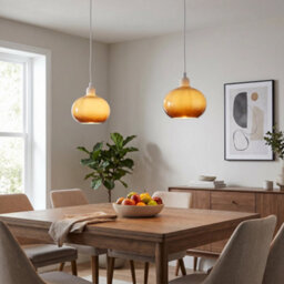 Happy Homewares Gradient Amber Glass Globe Pendant Lamp Shade In Rounded Globe Form - thumbnail 5