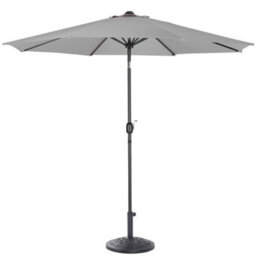 Living And Home 3M Large Rotating Garden Parasol Outdoor Beach Umbrella Patio Sun Shade Crank Tilt With Black Base, Light Grey - thumbnail 3