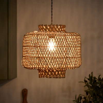 Dibor Boxed Diamond Woven Natural Home Décor Pendant Ceilling Light Shade H31 X D34Cm - image 1