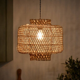 Dibor Boxed Diamond Woven Natural Home Décor Pendant Ceilling Light Shade H31 X D34Cm