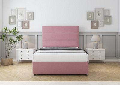 "Comfort Rosa Pink Plush Divan Bed Base 4 Drawers - 26"" Strutted  4' Small Double" - image 1