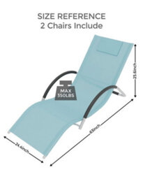 Set Of 2 Textilene Sun Loungers, Ergonomic Chaise Lounge Chairs, All Weather Design For Garden & Poolside - thumbnail 2