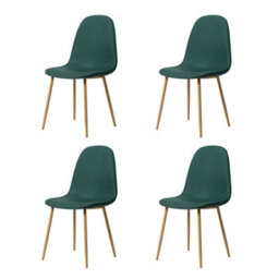 Asteria Dining Chairs Set Of 4 Upholstered Linen Fabric Dark Green Wood Leg - thumbnail 3