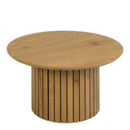 Wyld Haus Rome Round Wild Oak Effect Coffee Table With Lamella Pillar Base - thumbnail 2