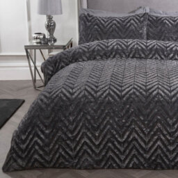 Smart Living Luxury Chevron Airblown Faux Fur Duvet Cover With Pillowcases - thumbnail 2