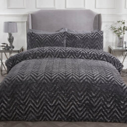 Smart Living Luxury Chevron Airblown Faux Fur Duvet Cover With Pillowcases - thumbnail 1