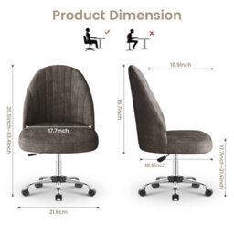 Brown Desk Chair Adjustable Swivel Office Chair Vanity Chair For Home Office New - thumbnail 3