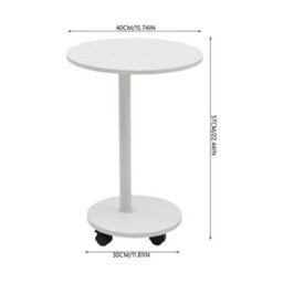 2 Tier Compact Sofa Side End Table Coffee Laptop Tables Living Room W/ Wheels  Warm White - thumbnail 2