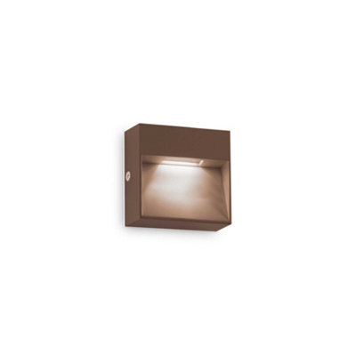 Ideal Lux Dedra Integrated Led Outdoor Square Flush Wall Lamp Coffee 160Lm 3000K Ip65
