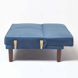 Homescapes Stanley Velvet Click Clack Sofa Bed With Armrests, Navy - thumbnail 8