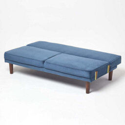 Homescapes Stanley Velvet Click Clack Sofa Bed With Armrests, Navy - thumbnail 4