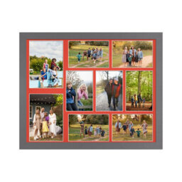 AK Frames 20X16 Dark Grey Modern Multi Photo Frame With Poppy Red Mount - Holds 9 Apertures (2X) 7X5, (7X) 6X4 Photos - thumbnail 1