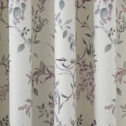 Dreams & Drapes Jazmine 100% Cotton Floral Print Pair Of Heather Pencil Pleat Curtains With Tie-Backs - thumbnail 4