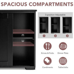 Freestanding Kitchen Storage Cabinet Floor Storage Cabinet-Black - thumbnail 4