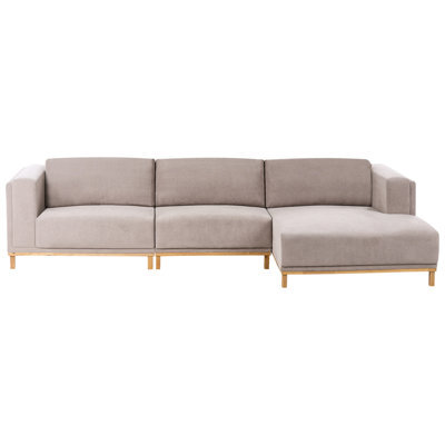 Beliani Corner Sofa 5 Seater Veng Fabric Taupe Left Hand - image 1
