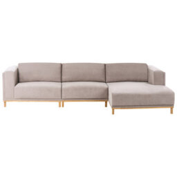Beliani Corner Sofa 5 Seater Veng Fabric Taupe Left Hand - thumbnail 1