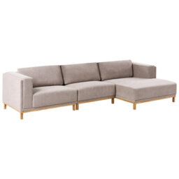 Beliani Corner Sofa 5 Seater Veng Fabric Taupe Left Hand - thumbnail 4