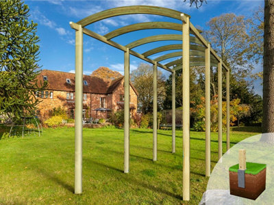 Edecks Extended Contemporary Colonnade Wooden Garden Pergola (1800mm X 7200mm) With Bolt Down Anchors (2.1M) - image 1