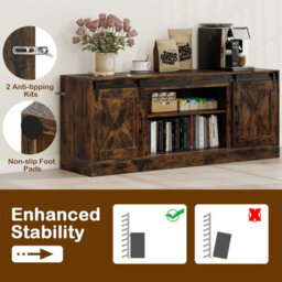 Gainoom Brown Farmhouse Tv Stand For 70Inch Tvs 150 Cm Long Media Console Cabinet - thumbnail 5