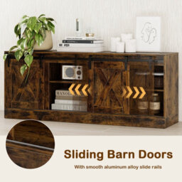 Gainoom Brown Farmhouse Tv Stand For 70Inch Tvs 150 Cm Long Media Console Cabinet - thumbnail 3