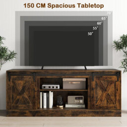 Gainoom Brown Farmhouse Tv Stand For 70Inch Tvs 150 Cm Long Media Console Cabinet - thumbnail 6