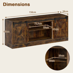 Gainoom Brown Farmhouse Tv Stand For 70Inch Tvs 150 Cm Long Media Console Cabinet - thumbnail 2