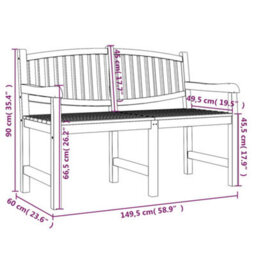 Berkfield Garden Bench 149.5X60X90 Cm Solid Teak Wood - thumbnail 6