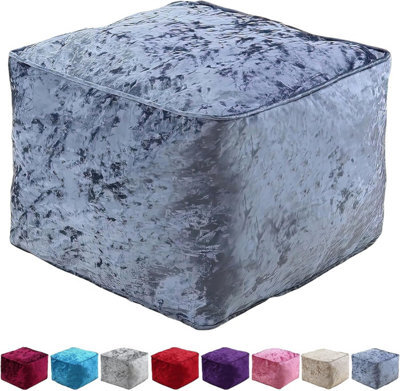 istyle mode Grey Crushed Velvet Bean Bag Pouffe Foot Rest - image 1
