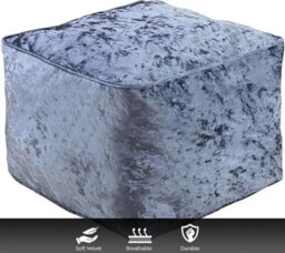 istyle mode Grey Crushed Velvet Bean Bag Pouffe Foot Rest - thumbnail 4