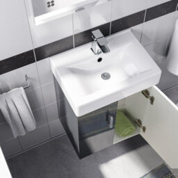 Nes Home Dark Grey 450mm Wall Hung Basin Vanity Unit And Close Coupled Toilet - thumbnail 4