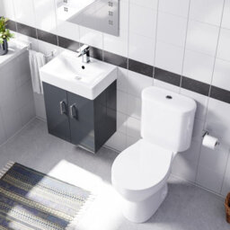 Nes Home Dark Grey 450mm Wall Hung Basin Vanity Unit And Close Coupled Toilet - thumbnail 3
