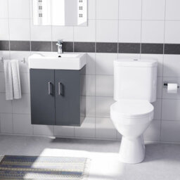Nes Home Dark Grey 450mm Wall Hung Basin Vanity Unit And Close Coupled Toilet - thumbnail 2