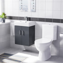 Nes Home Dark Grey 450mm Wall Hung Basin Vanity Unit And Close Coupled Toilet - thumbnail 1