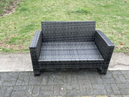 Fimous 6 Seater Wicker Pe Rattan Garden Dining Set Outdoor Furniture Sofa With Rectangular Dining Table 2 Big Footstool - thumbnail 5