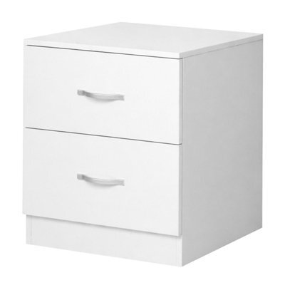 Levede Bedside Table 2 Drawer Metal Handles Runners White Bedroom Cabinet - image 1