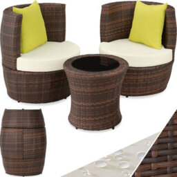 Tectake Nizza 2+1+1 Aluminum Rattan Seating Set - Black/brown