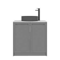 Royal Bathrooms Royal Bathroom Elmore 800mm Matt Pebble Grey Freestanding Countertop Bathroom Vanity Unit 2 Door With Art Round Basin - thumbnail 7