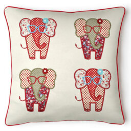 Intimates Applique Design Cotton Linen Cushion, Zip Closure, Machine Washable, Decorative Sofa Throw Cushion - Multicolour