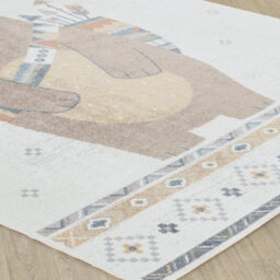 Livabliss Lillian-Kids Beige Brown Blue Orange Washable Rug For Children's Rooms 140 X 200 Cm Easy Care, Non Shedding - thumbnail 6