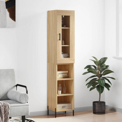 Berkfield Highboard Sonoma Oak 34.5X34X180 Cm Engineered Wood - image 1