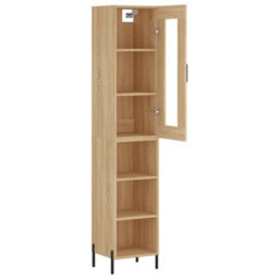 Berkfield Highboard Sonoma Oak 34.5X34X180 Cm Engineered Wood - thumbnail 4
