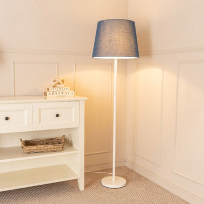 Valuelights Charles White Floor Lamp With Navy Tapered Shade And Bulb - image 1