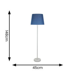 Valuelights Charles White Floor Lamp With Navy Tapered Shade And Bulb - thumbnail 8