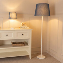 Valuelights Charles White Floor Lamp With Navy Tapered Shade And Bulb - thumbnail 4