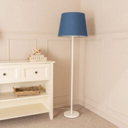 Valuelights Charles White Floor Lamp With Navy Tapered Shade And Bulb - thumbnail 3