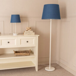 Valuelights Charles White Floor Lamp With Navy Tapered Shade And Bulb - thumbnail 5
